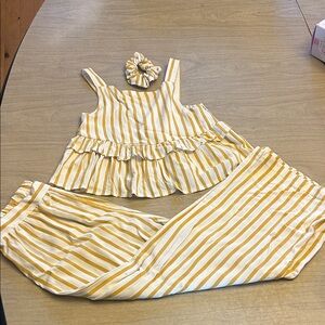 Yellow and White Striped Outfit Set